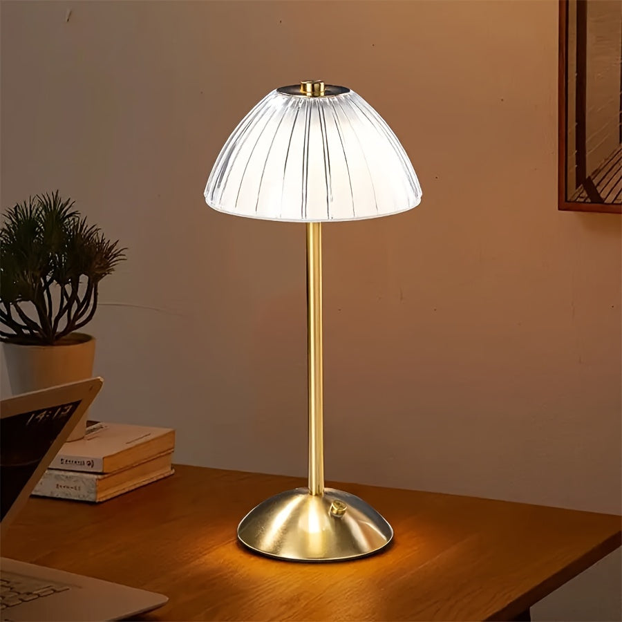 IlluminEase USB Rechargeable LED Table Lamp with Crystal Shade