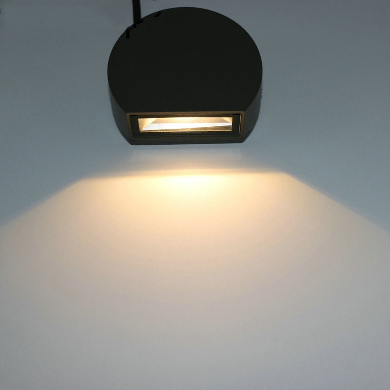 Optima LED Metal Wall Lamp | Sand Black or Grey | 3W Warm White | Aluminum & Glass | Waterproof Hardwired LED Sconce | CE Certified, Indoor Outdoor