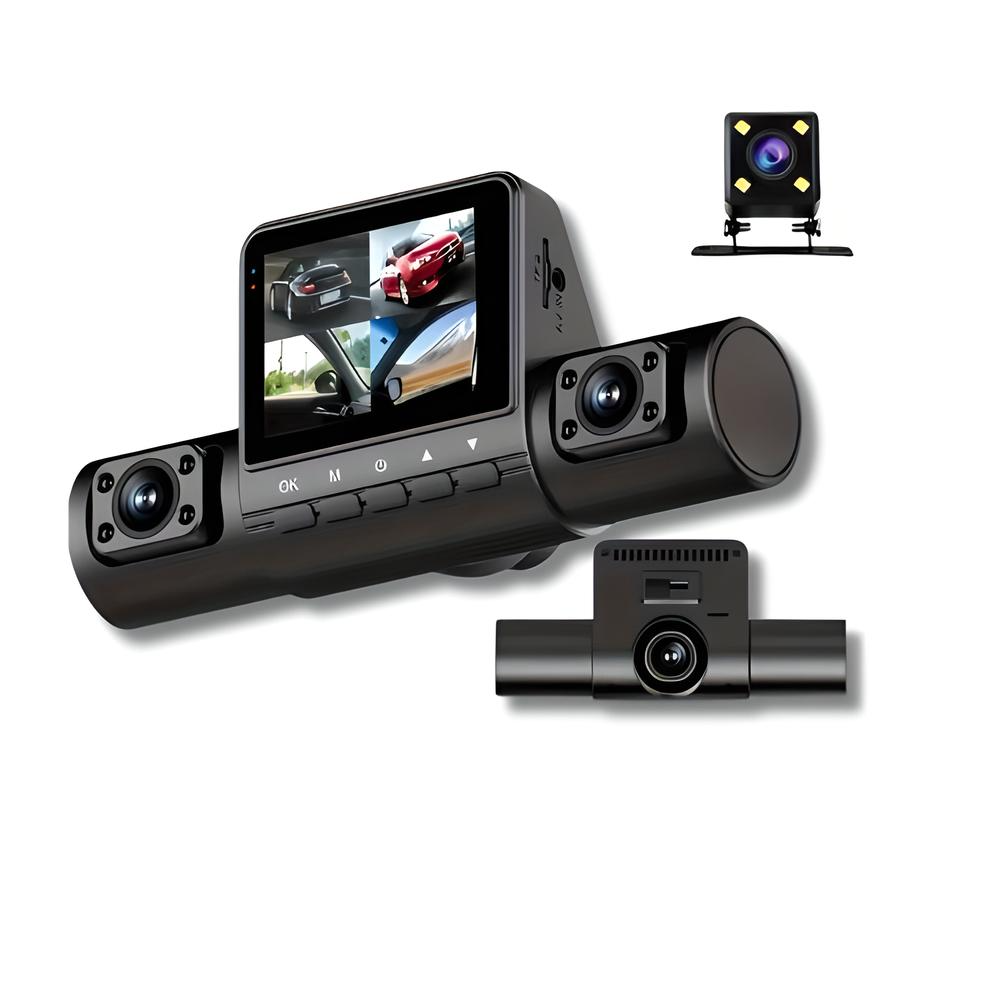 Triple Camera Dashboard Camera | 1080P HD | Front, Rear & Cabin | Smart Parking | Night Vision
