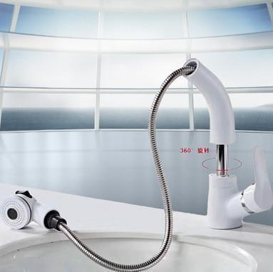 Adjustable 360-Degree Pull-Out Shower Faucet with Dual Water Functions