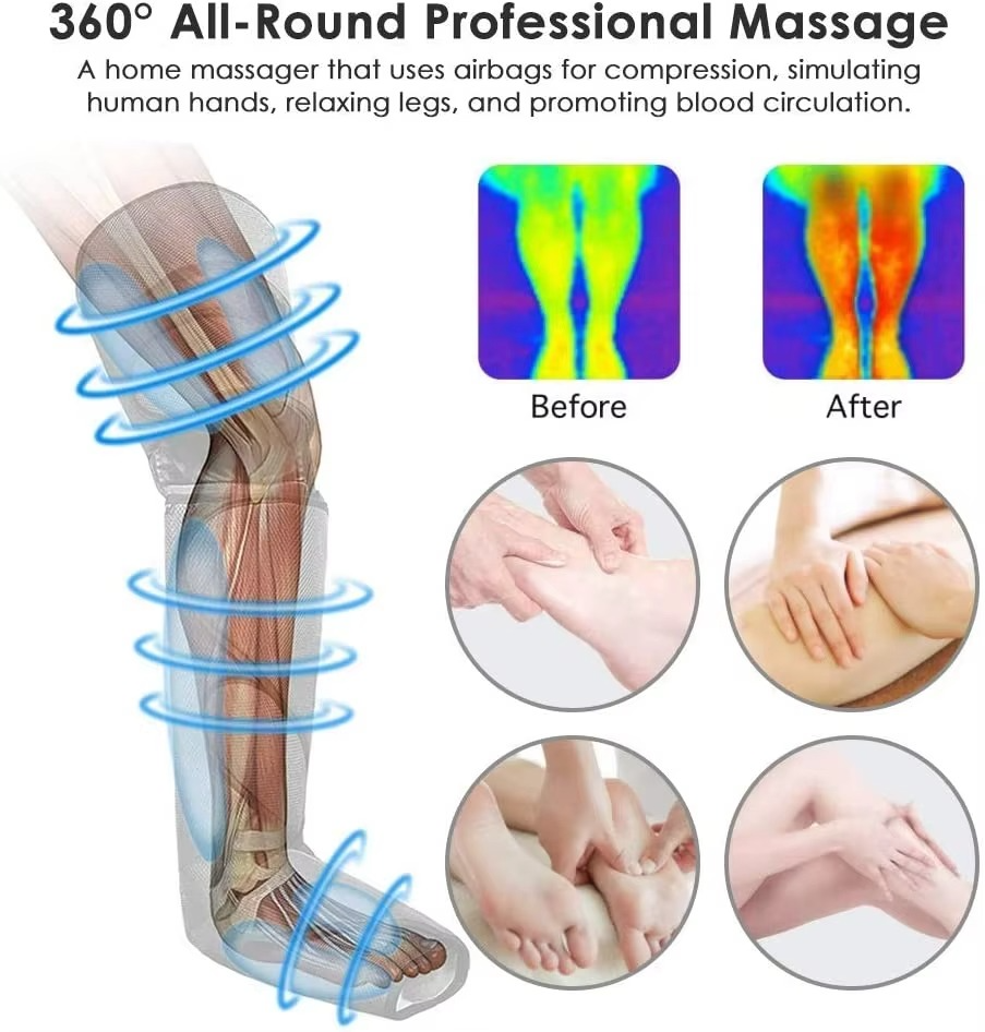 Cordless Full Leg Compression Massager with Knee Heat – 6 Modes