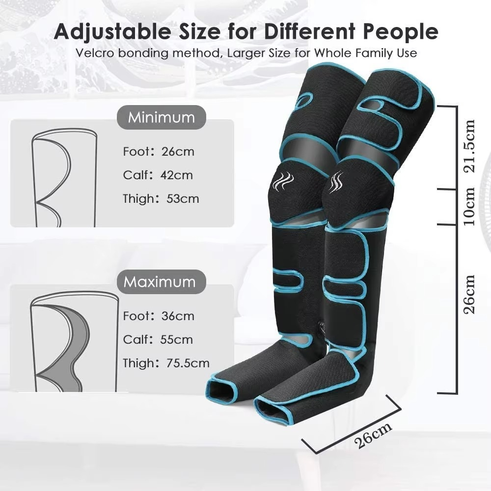 Cordless Full Leg Compression Massager with Knee Heat – 6 Modes