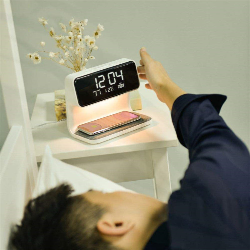 TranquilGlow – 3-in-1 Smart Bedside Lamp with Charger & Clock