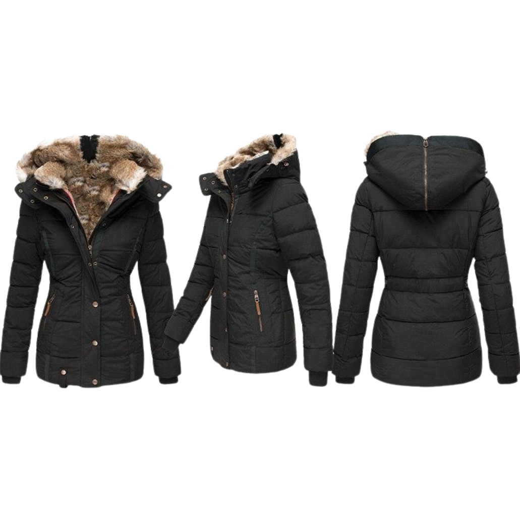 Women’s Winter Jacket | Slim Fit with Soft Fur Lining | Button Closure & Vertical Collar | Versatile Style for Formal & Casual Wear