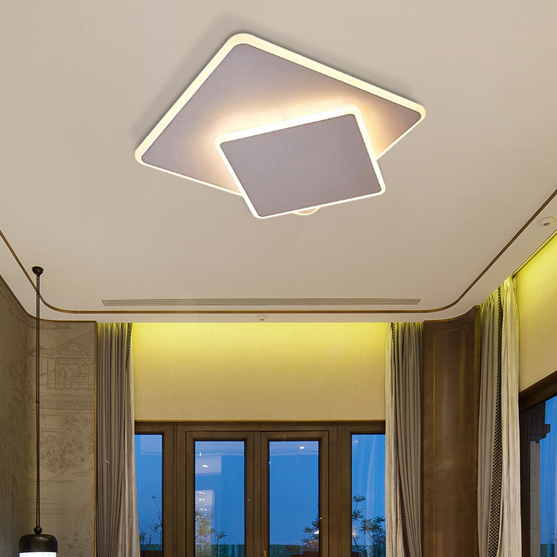 16"/19.5" Overlapping Creative Flush Mount Light Modern Acrylic Round/Square/Triangle Flush Mount 19.5" Round Clearhalo 'Ceiling Lights' 'Close To Ceiling Lights' 'Close to ceiling' 'Flush mount' Lighting' 373582