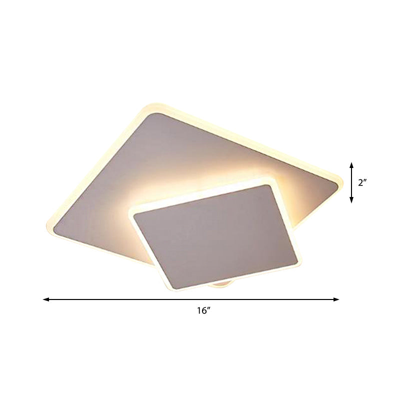 16"/19.5" Modern Acrylic Round/Square/Triangle Flush Mount Light - Overlapping Creative Design - Flushmount Fixture with Included Bulb