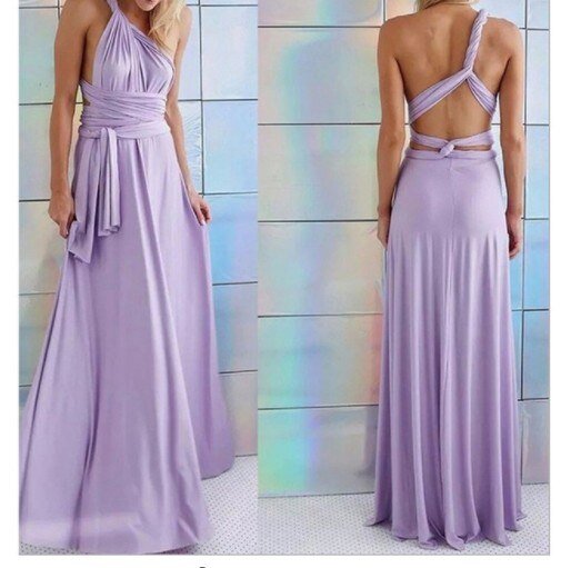 Women’s Maxi Evening Dress | Halter Neck & Cross-Back Straps | Polyester Fabric | Comfortable Fit