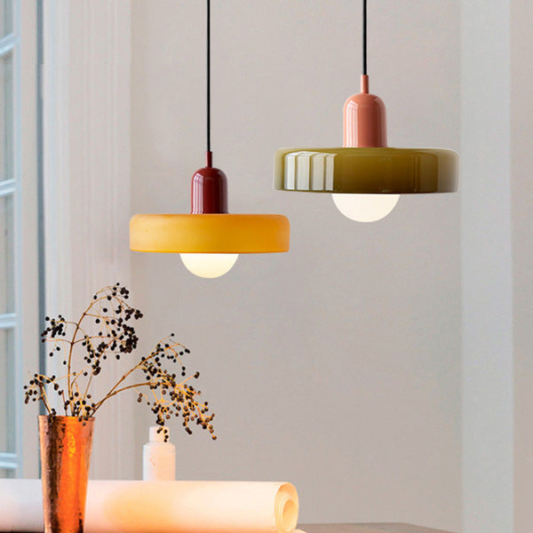 Pendant Lamp | Bauhaus Stained Glass Design | Glass Material | Adjustable Suspension
