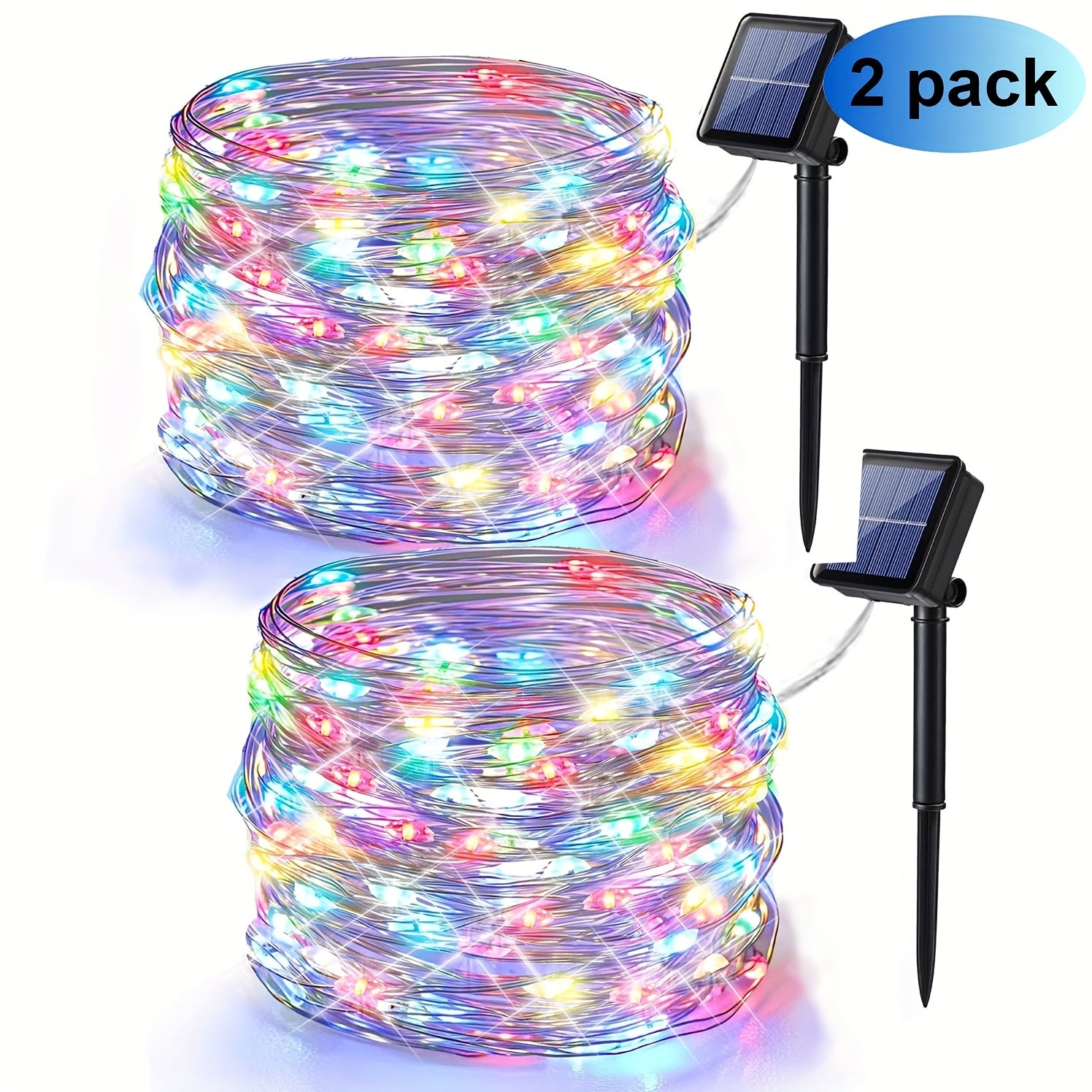 Solar-Powered Halloween String Lights Orange and Purple 8 Flash Modes
