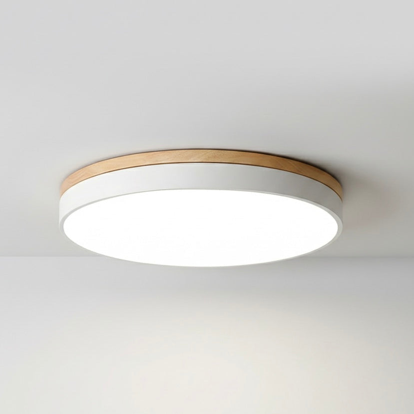 Natural Wood and Metal LED Ceiling Light - 30cm, 40cm, 50cm - 3000K Warm White - Hardwired - 220V