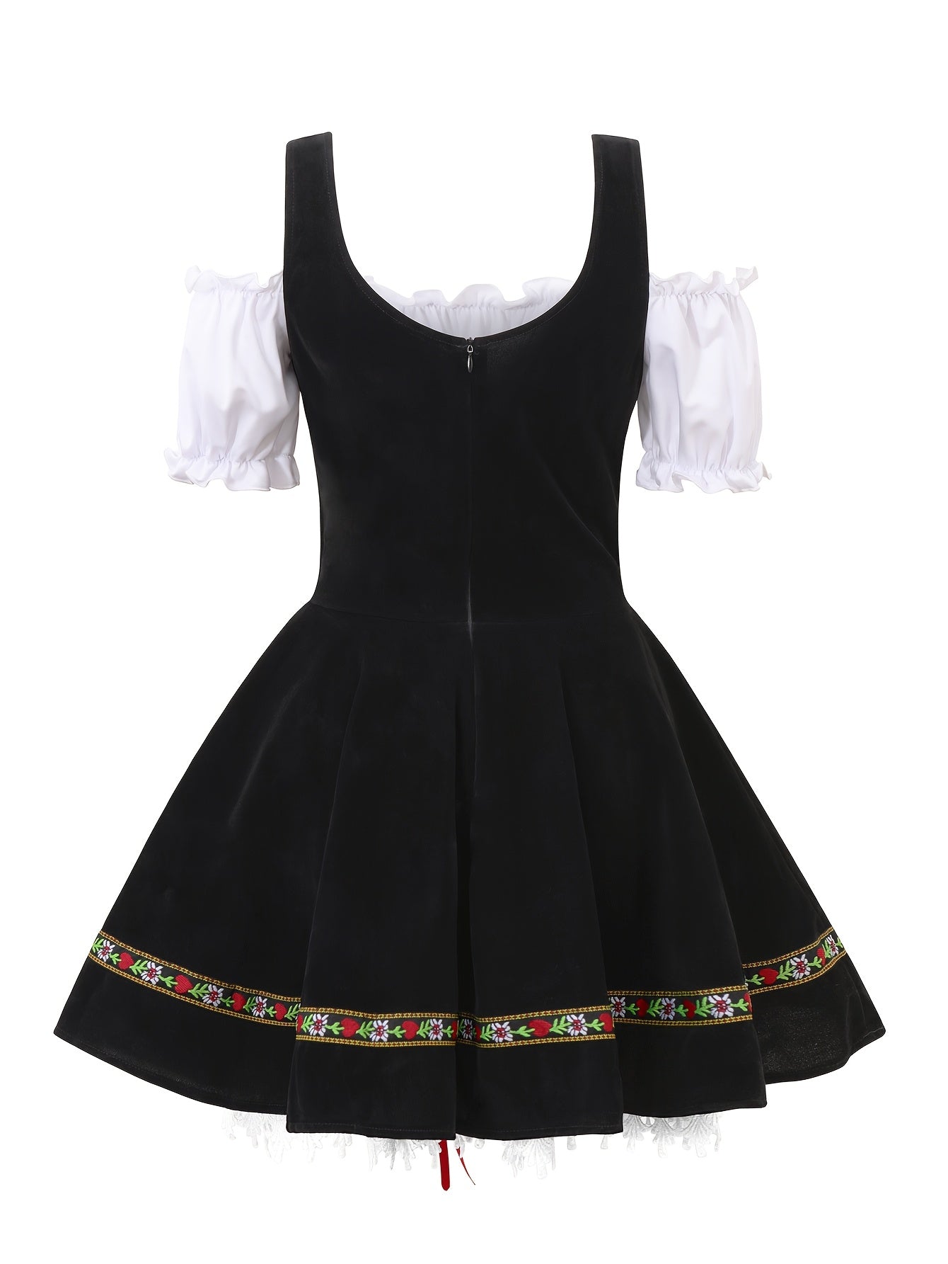 Women's Bavarian Dirndl Dress with Lace-Up Corset for Oktoberfest