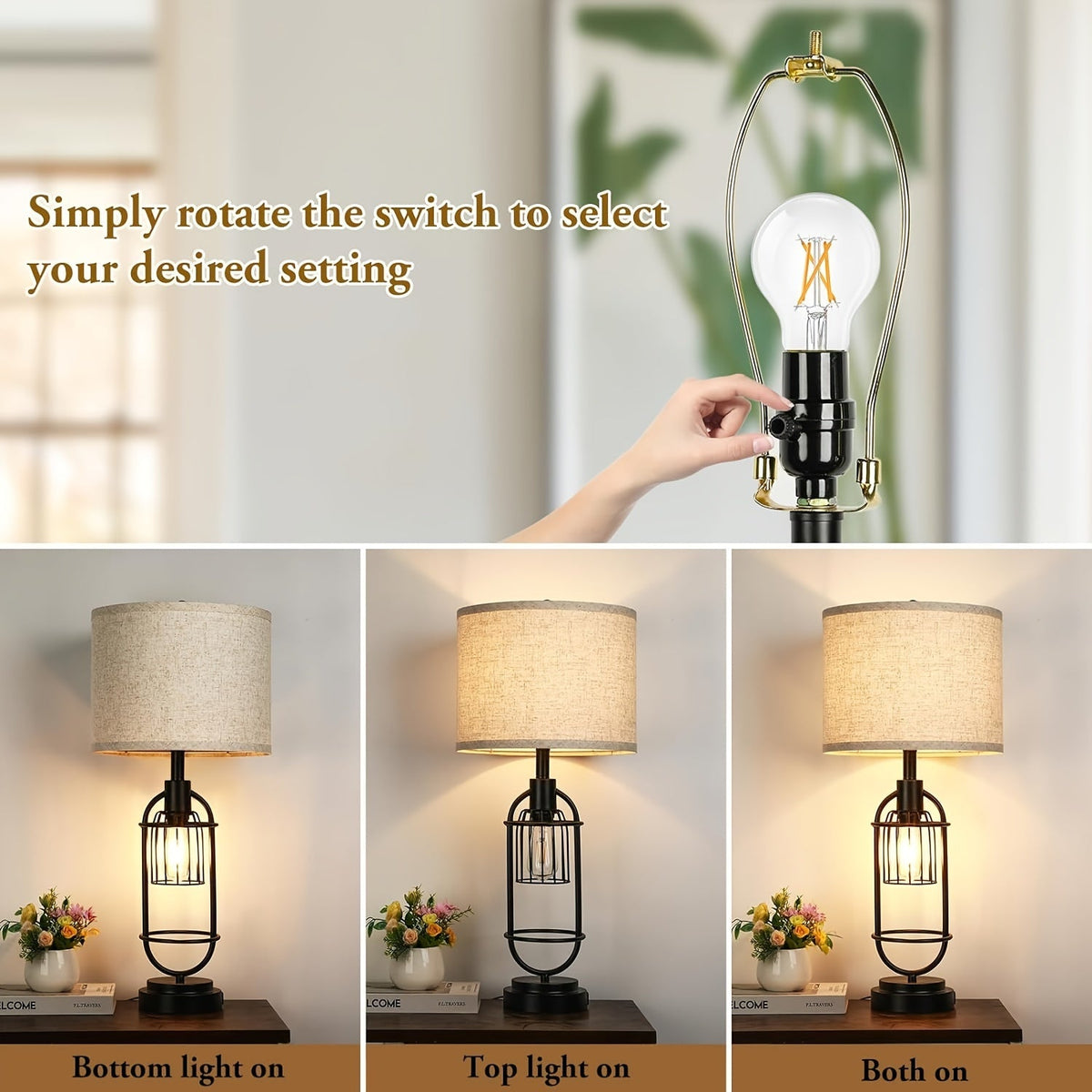 Rustic Charm Table Lamps Duo - 29" Tall with USB Charging