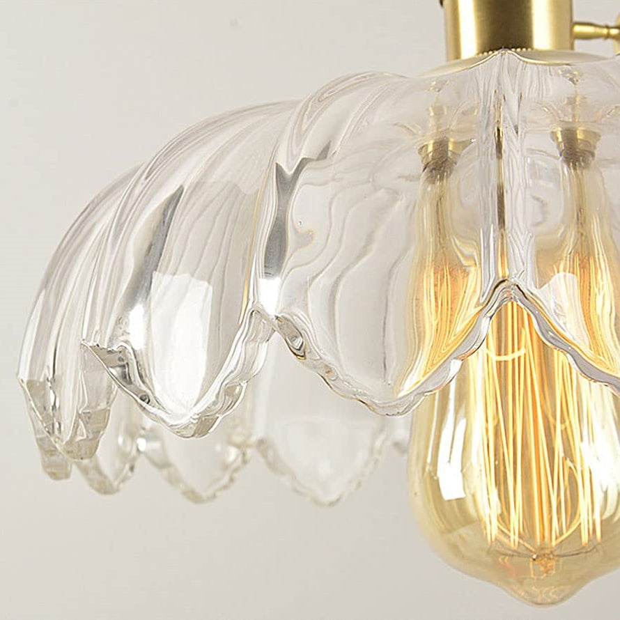 Pendant Lamp | Bubble-Textured Translucent Glass | Copper Fittings | 9.8 Inch Diameter