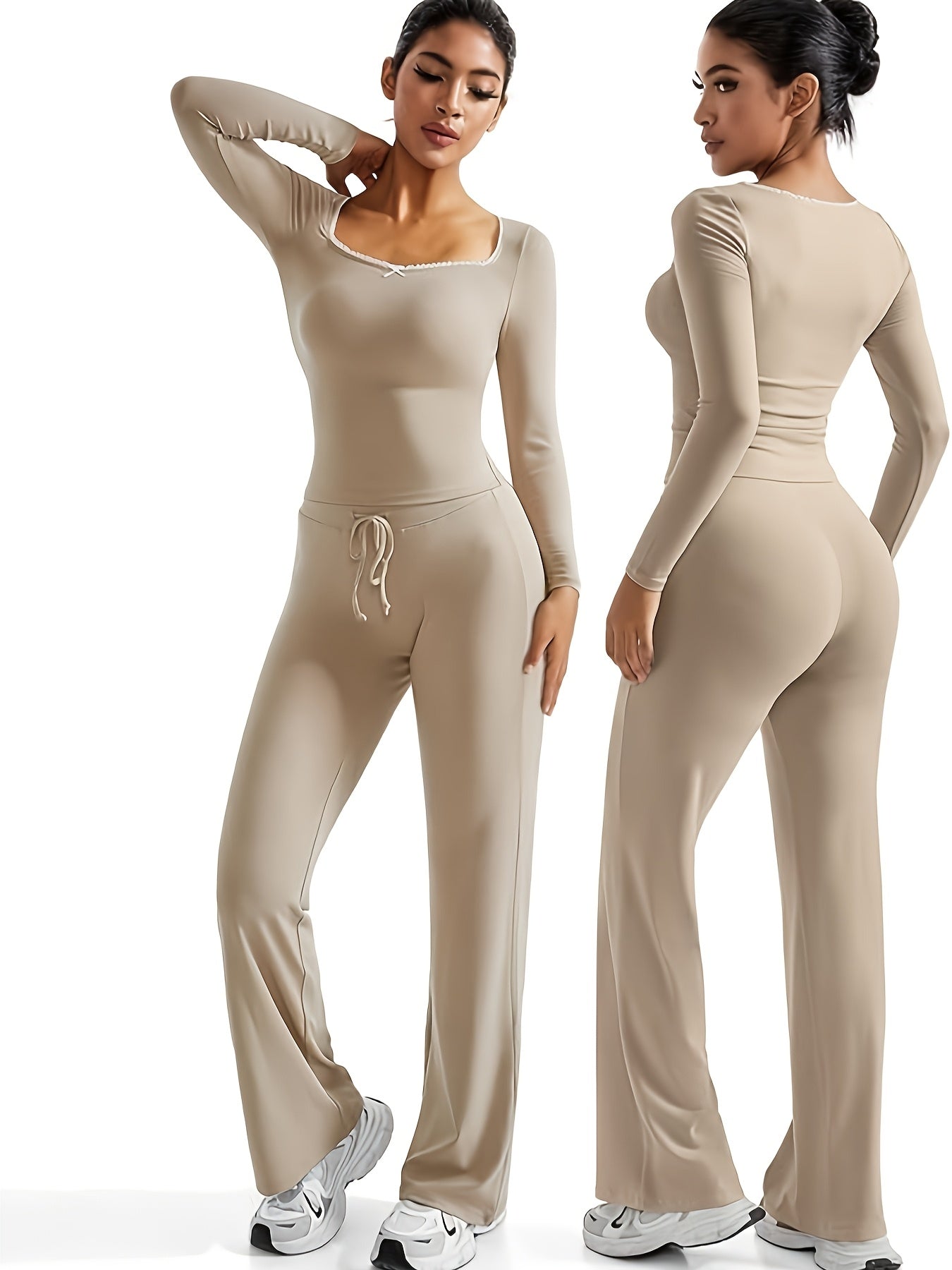 Women’s V-Neck Pants | Stretchy Fit | Comfortable Everyday Wear | Rayon Blend