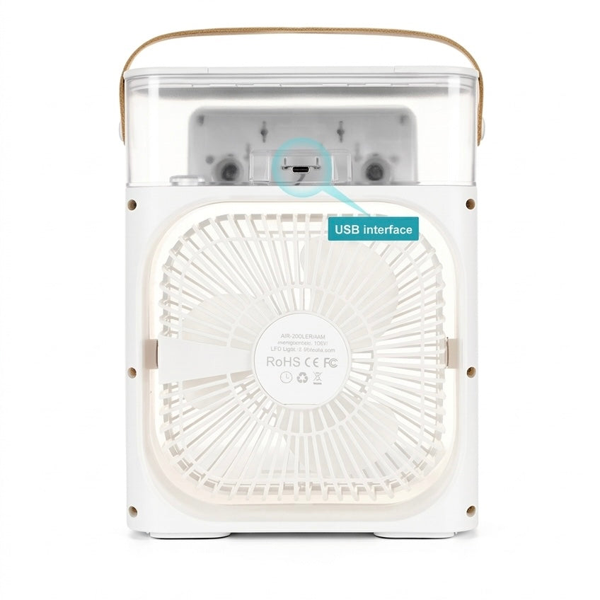 Compact USB Air Cooler and Humidifier – 600ml Reservoir, 3 Fan & Mist Speeds, 10W