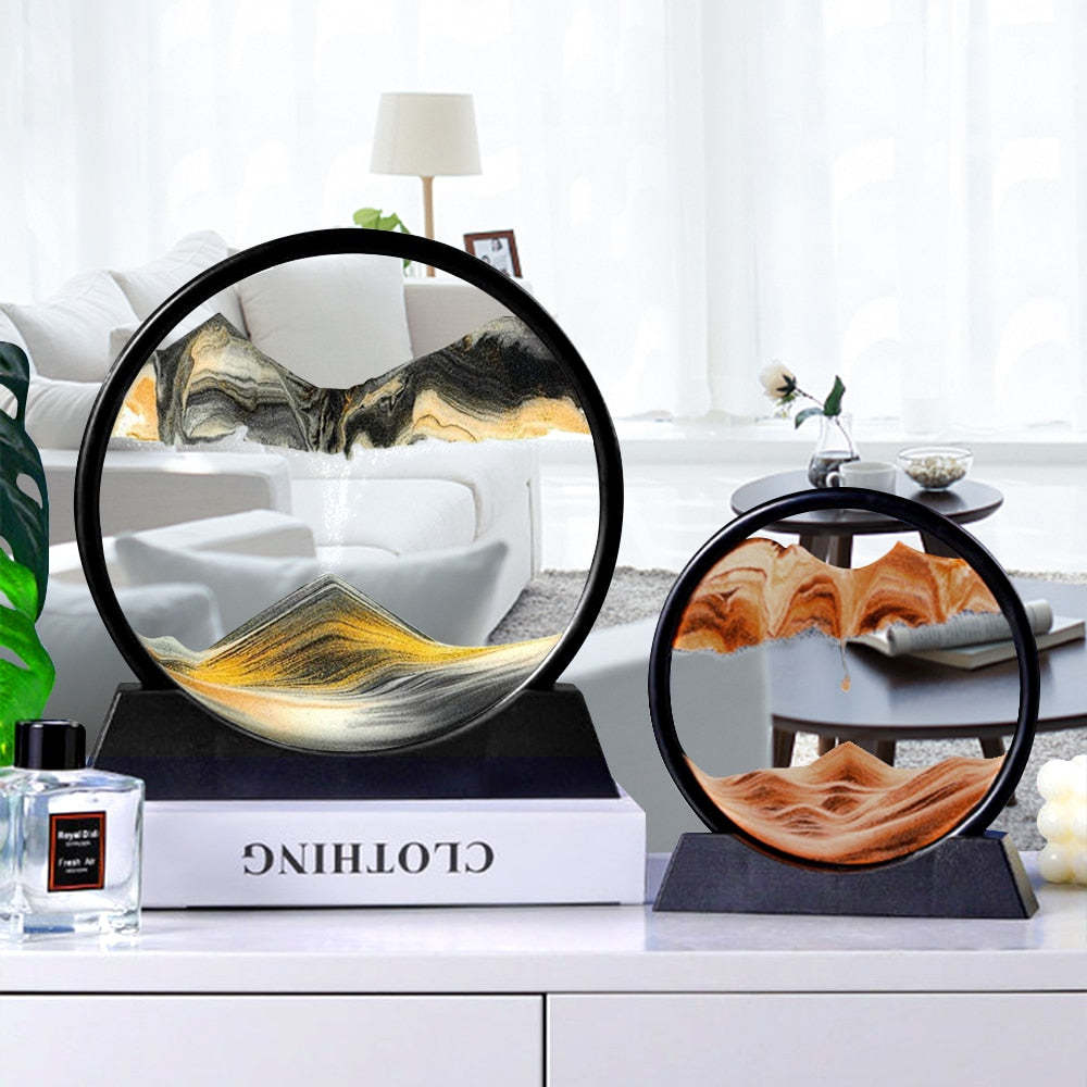 Serene Sand Flow Art Glass Sculpture for Home & Office