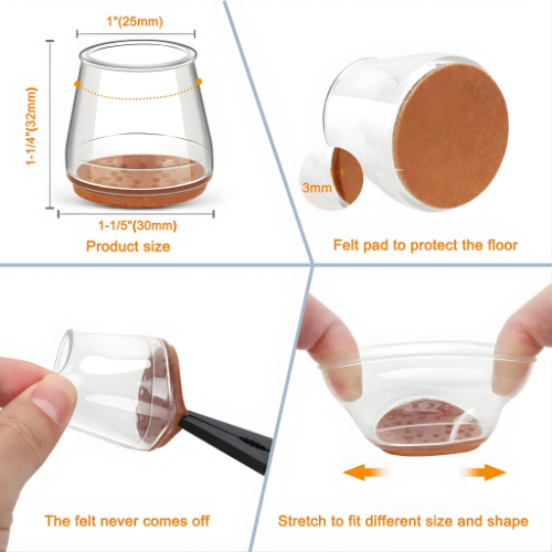 Invisible Floor Protectors for Furniture Legs – 16 Pack