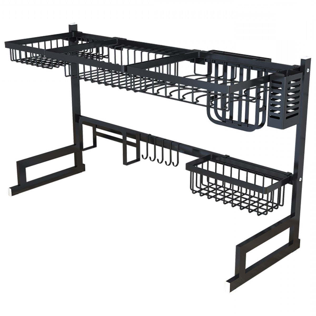 Black Stainless Steel Dish Drying Rack for Kitchen Sink - 34.6 Inch