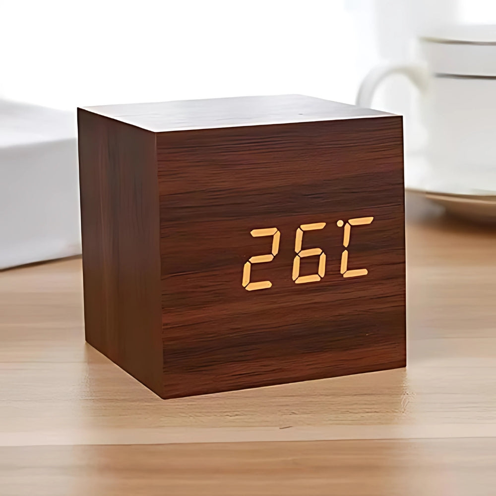 AuraCube – Sleek LED Alarm Clock for Modern Living