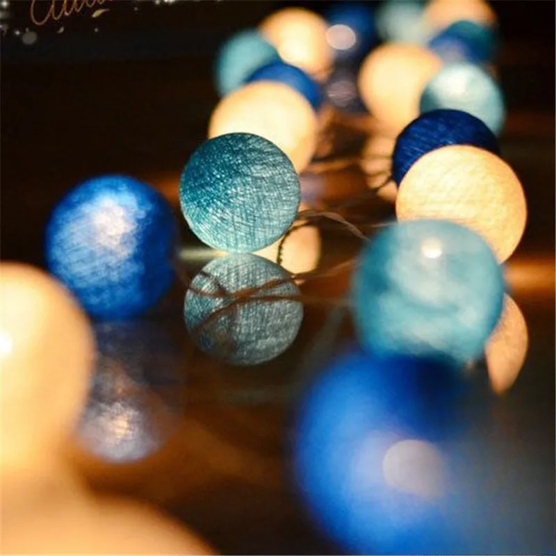 Taavita Cotton LED String Lights with Decorative Balls – Mood Lighting for Indoor Use, Weddings, and Celebrations (10, 20, or 40 LEDs)