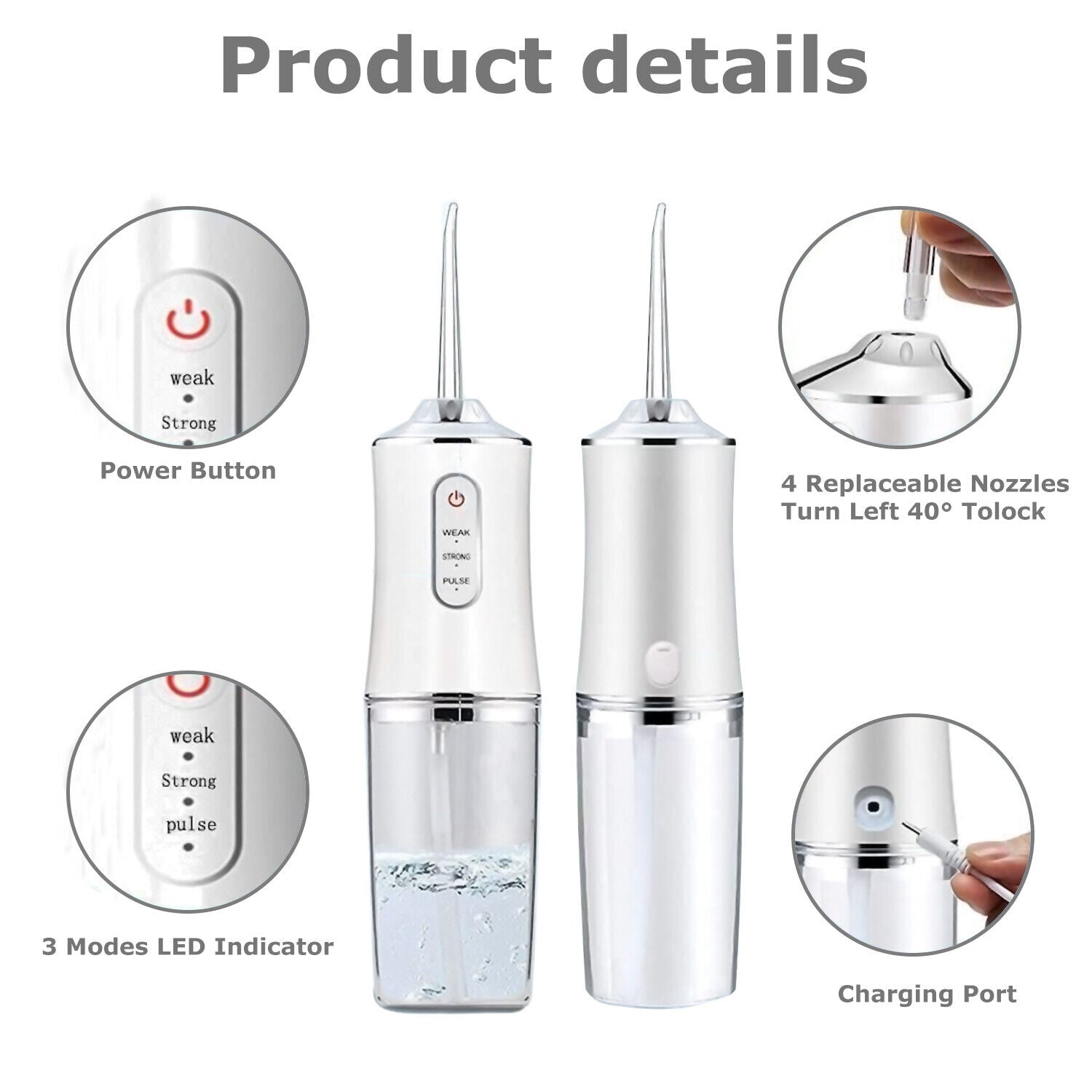Compact Water Flosser for Oral Hygiene on the Go