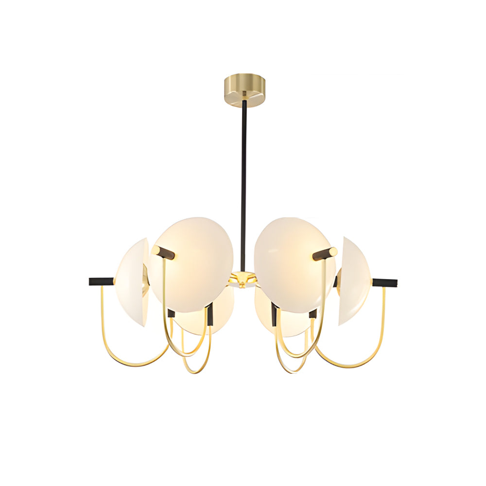 1/3/6 Light Heads Semicircular Opal Glass Dome Chandelier Aperture Pendant Light Hanging Ceiling Lighting