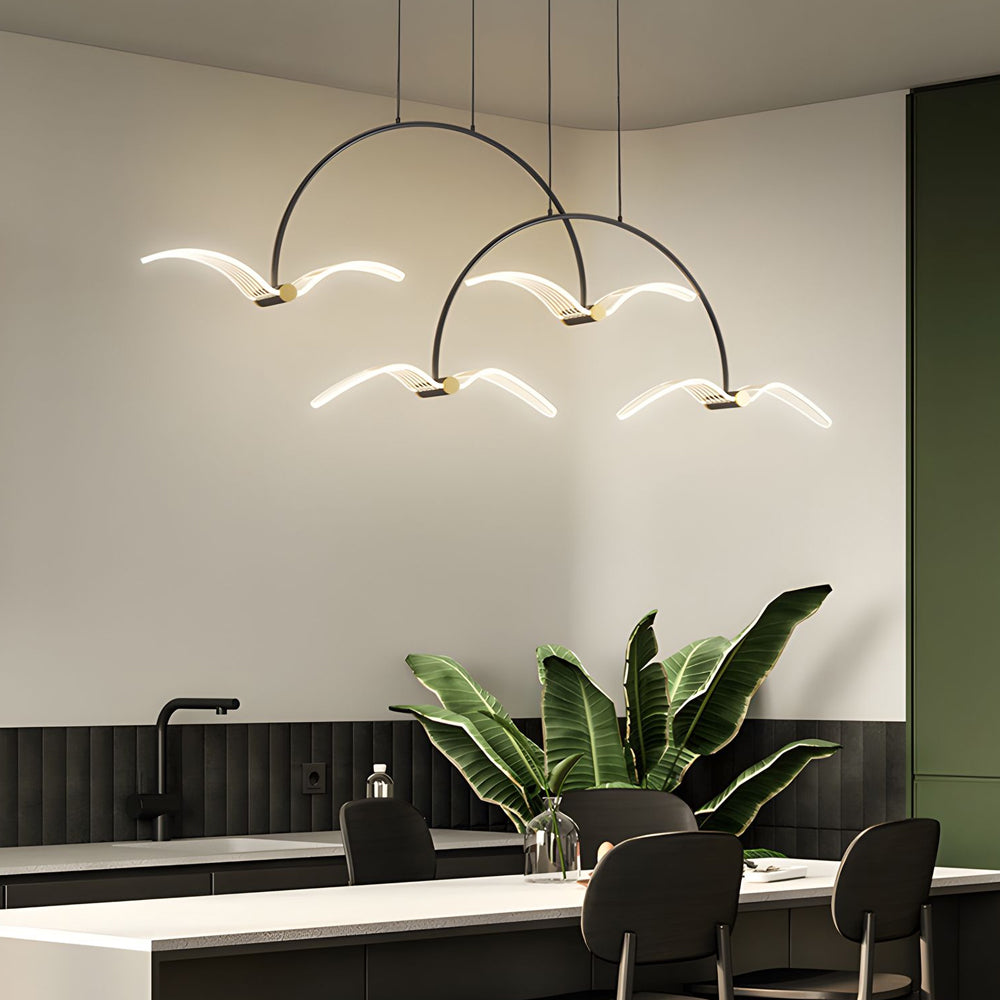 2/4-Light Modern LED Acrylic Seagull Linear Chandelier for Dining Room