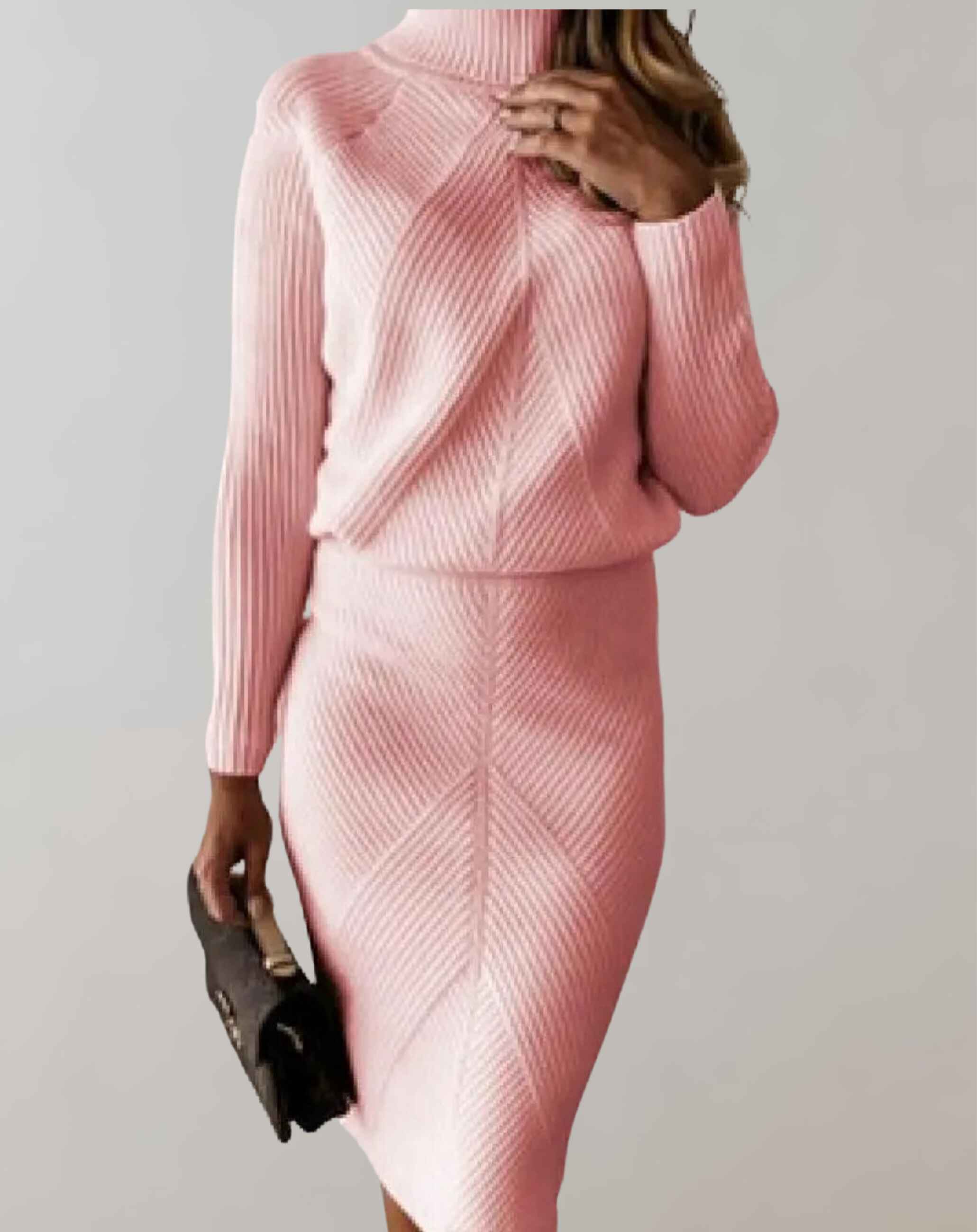 Women’s Two-Piece Set | Knit Turtleneck Sweater & Slim Pencil Skirt | Comfortable Fit & Autumn Wear
