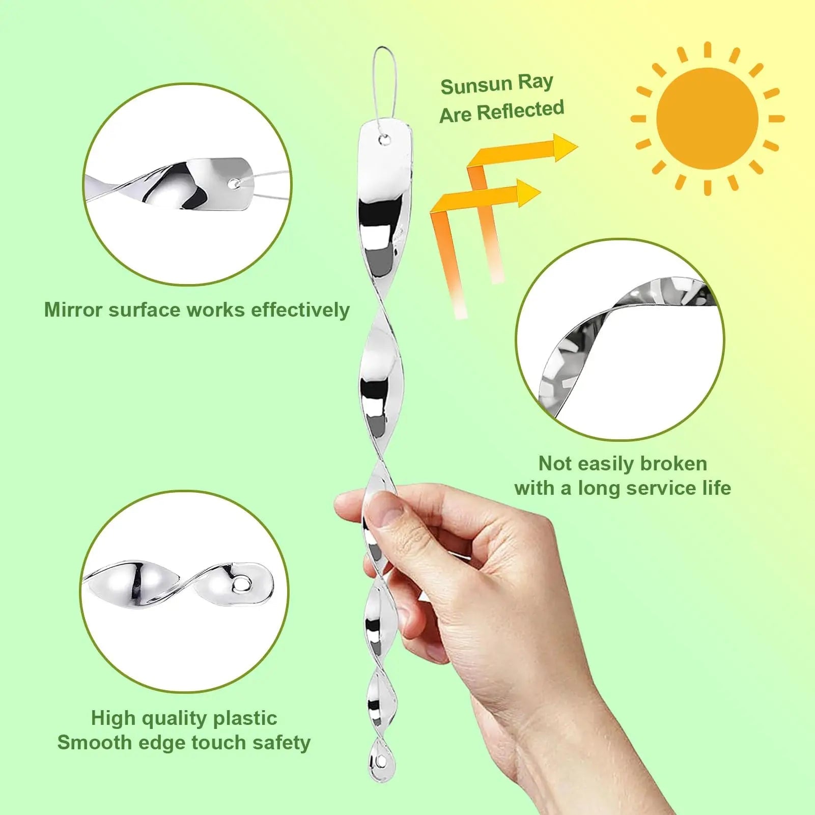 Spiral Rod for Bird Deterrence with Reflective Design