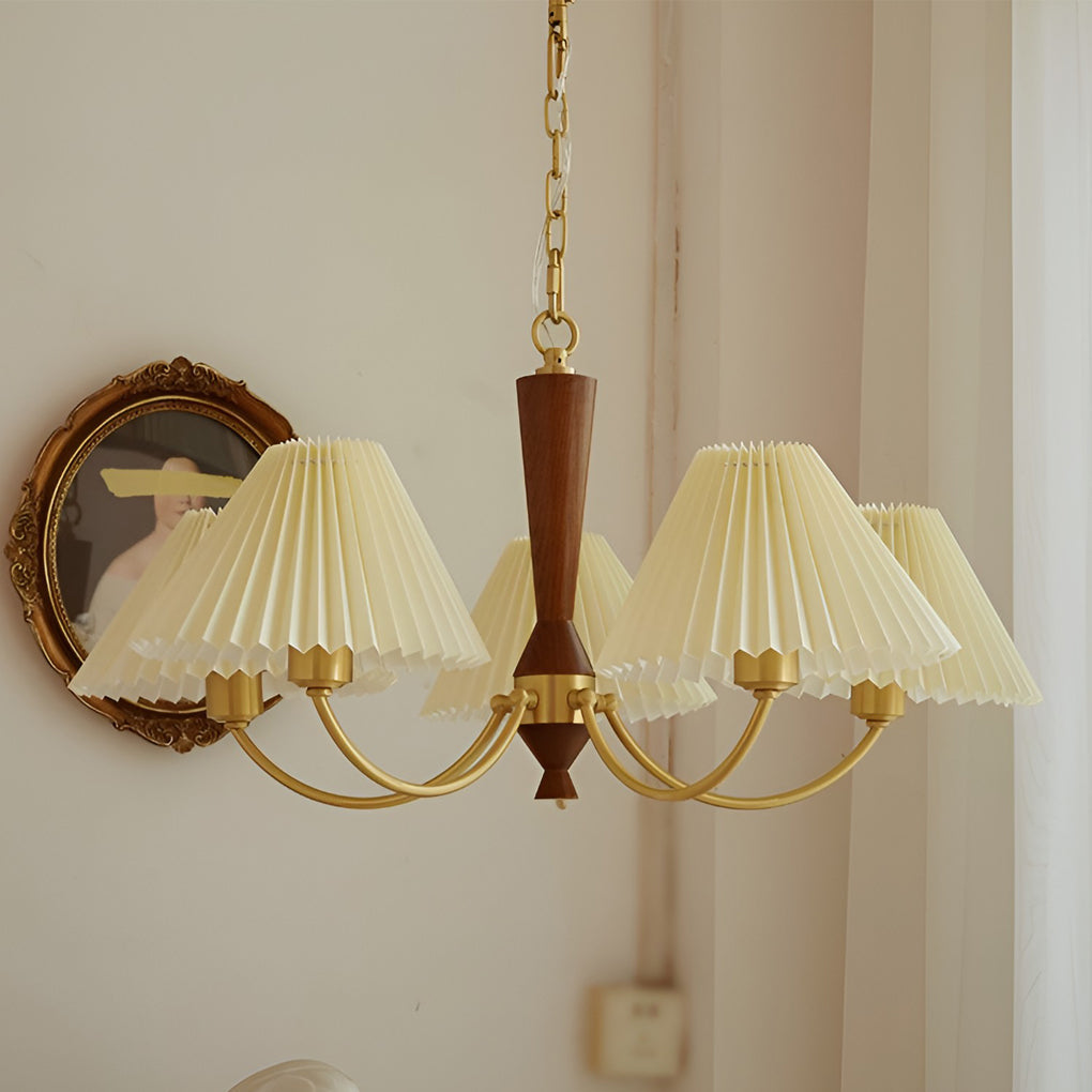 12W LED Taavita Chandelier Pendant Light with 3 Lights Pleated Lampshade