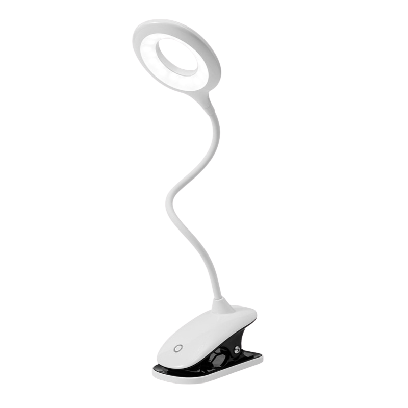 Versatile USB Rechargeable Clip-On Lamp with Adjustable Neck and Touch Control Brightness