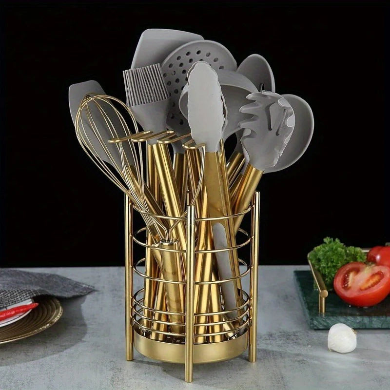 304 Stainless Steel & Food-Grade Silicone Kitchen Utensil Set (38-Piece)