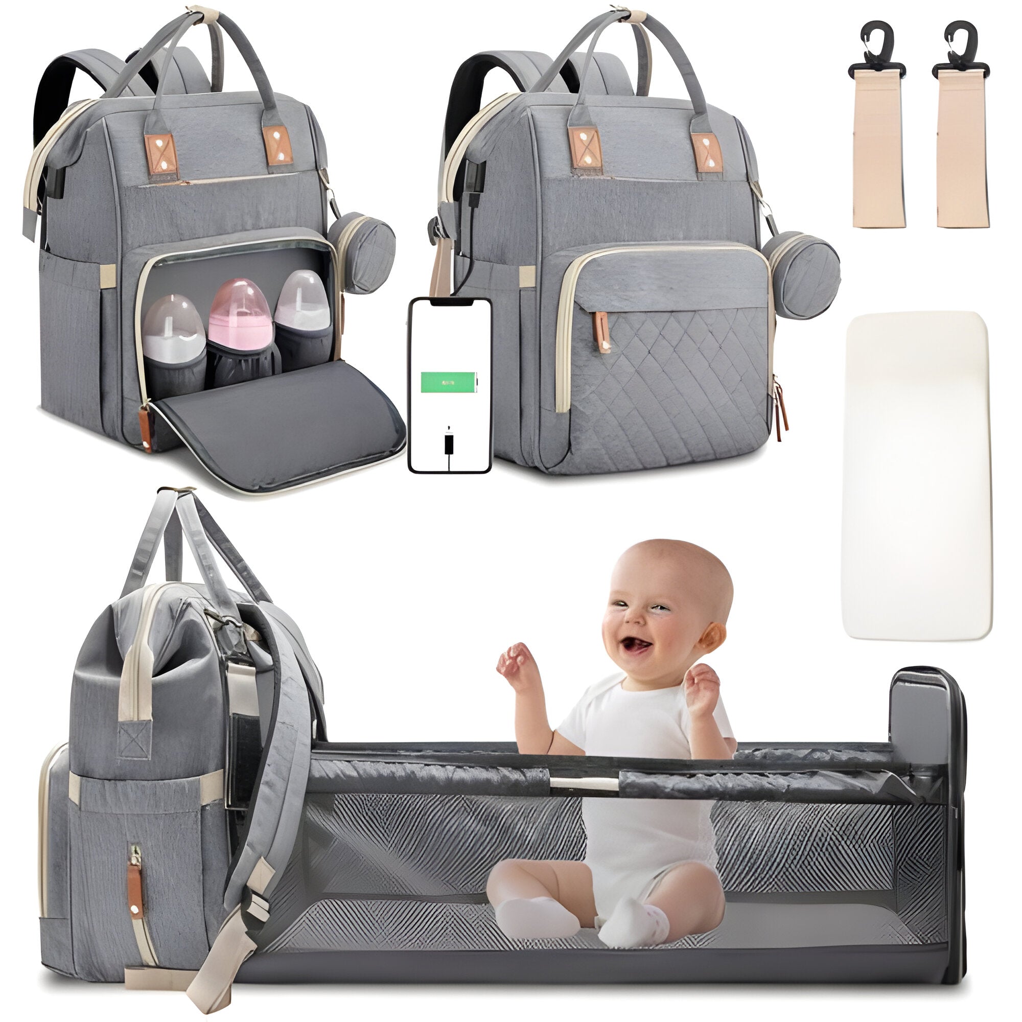 Portable Baby Crib with Diaper Bag for Travel