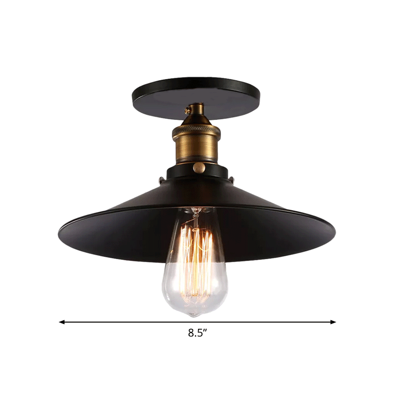 Taavita Iron Saucer Ceiling Mount Lamp Farmhouse 1 Bulb Porch Semi Flush Mount Light Fixture in 8.5"/10"/12" W
