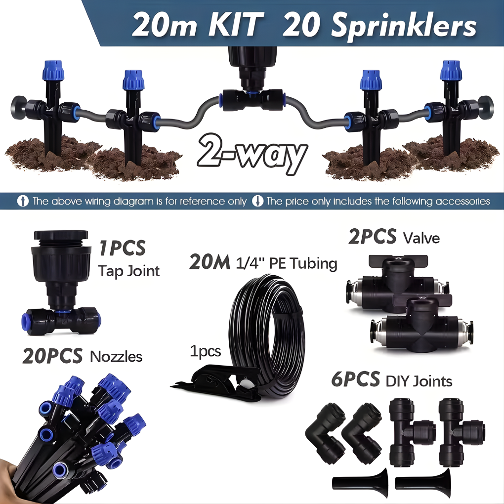 Customizable Garden Watering System with Adjustable Sprinklers