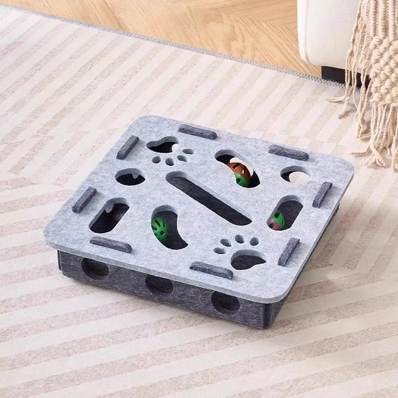 Interactive Puzzle Box Toy for Cats Made of Felt
