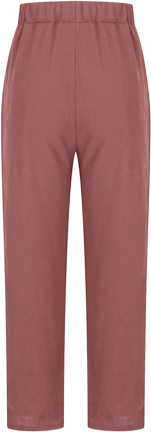 Women's Relaxed-Fit Linen-Blend Pants | Elastic Waistband & Side Pockets | Breathable Fabric | Comfortable Everyday Wear