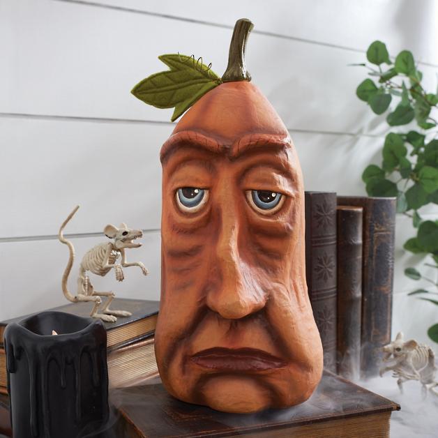 Hand-Painted Resin Halloween Pumpkin Decor with Weighted Base