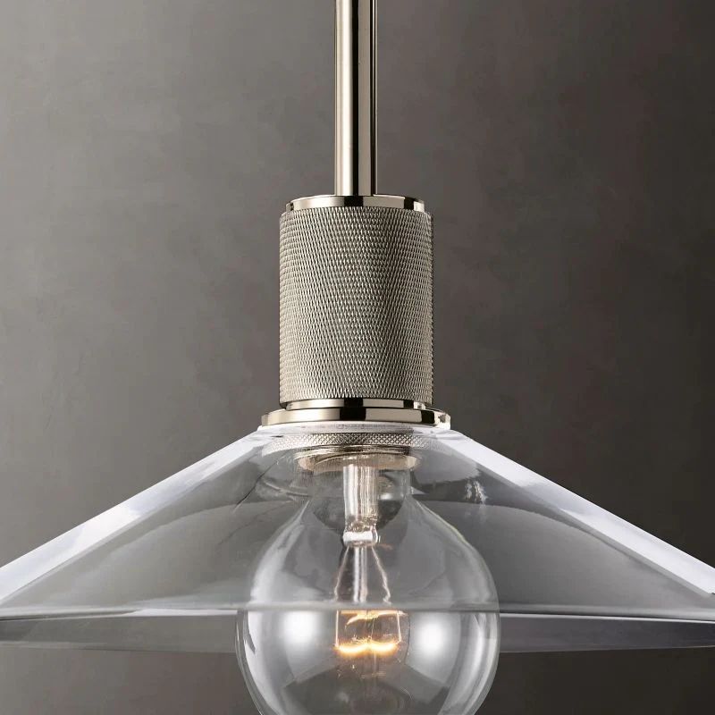 Munda — Glass Slope Pendant Light with Copper Accents for Kitchen Islands