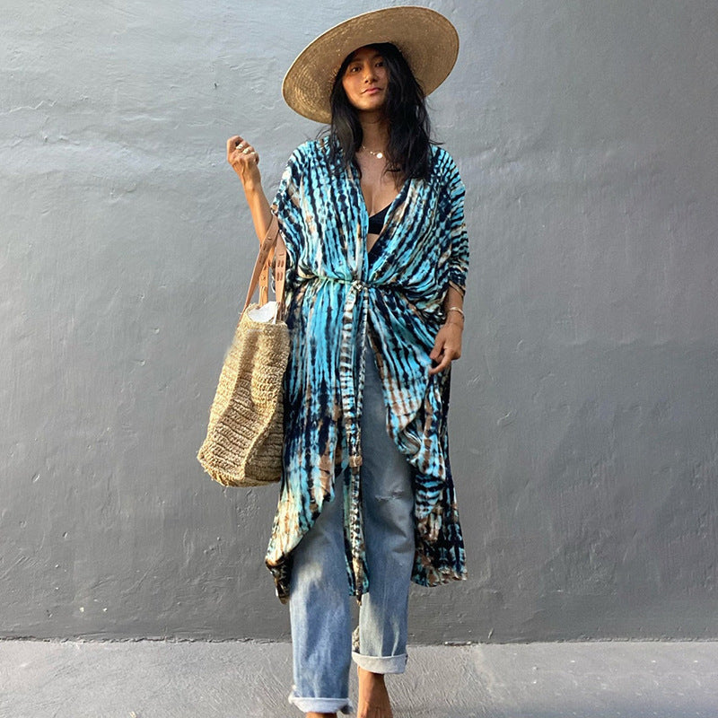 Women’s Beach Cover-Up Dress | Lightweight Kimono Style with Tie Belt | Breathable Fabric | Versatile Resort Wear