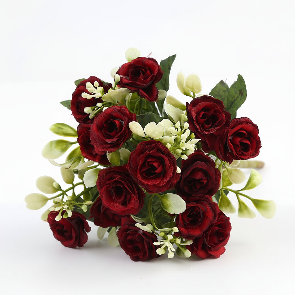 Charming Hanging Rose Basket with Faux Blooms for Outdoor Elegance