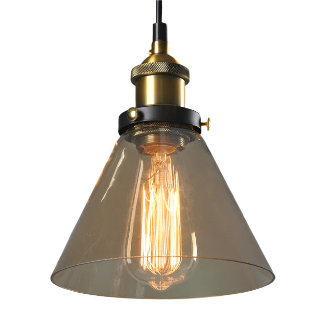 Antique Glass Pendant Light | Vintage Art Deco Design | Galvanized Metal & Glass | Dimmable Lighting