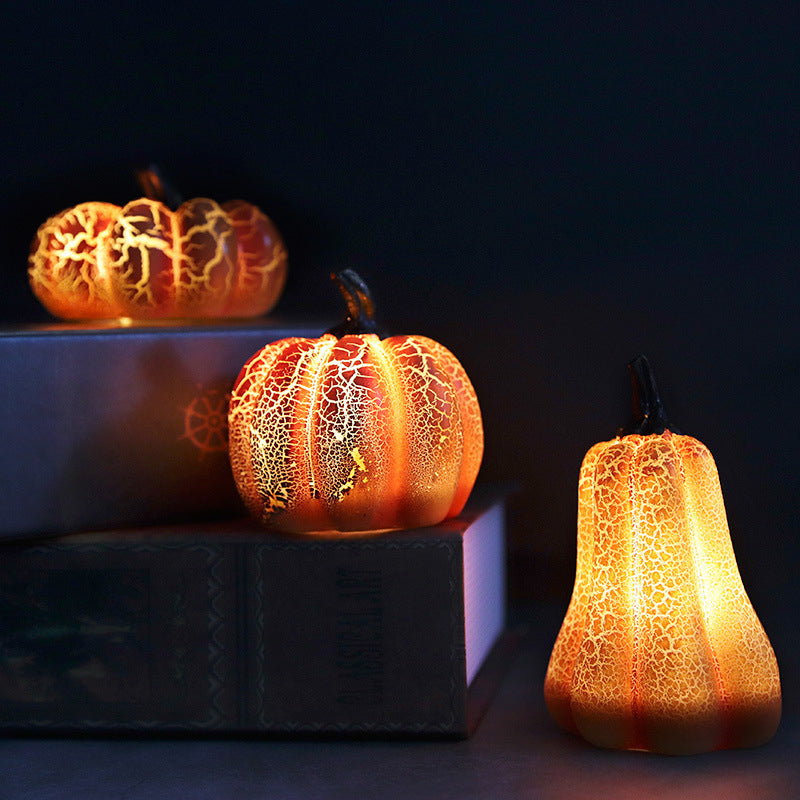 Battery-Powered Halloween Pumpkin Lanterns Set of 3 Resin Decor