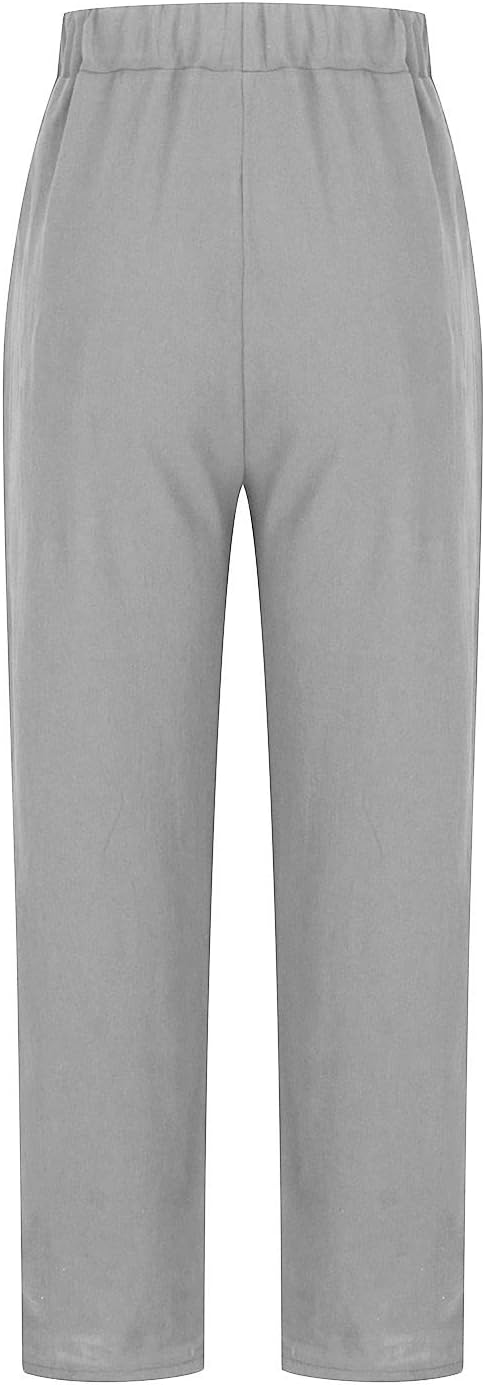 Women's Relaxed-Fit Linen-Blend Pants | Elastic Waistband & Side Pockets | Breathable Fabric | Comfortable Everyday Wear