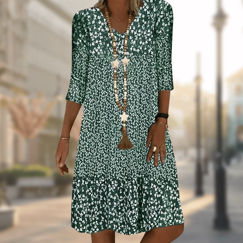 Women’s Casual Knee-Length Dress | Relaxed Fit with Tiered Hem | Soft Comfortable Fabric