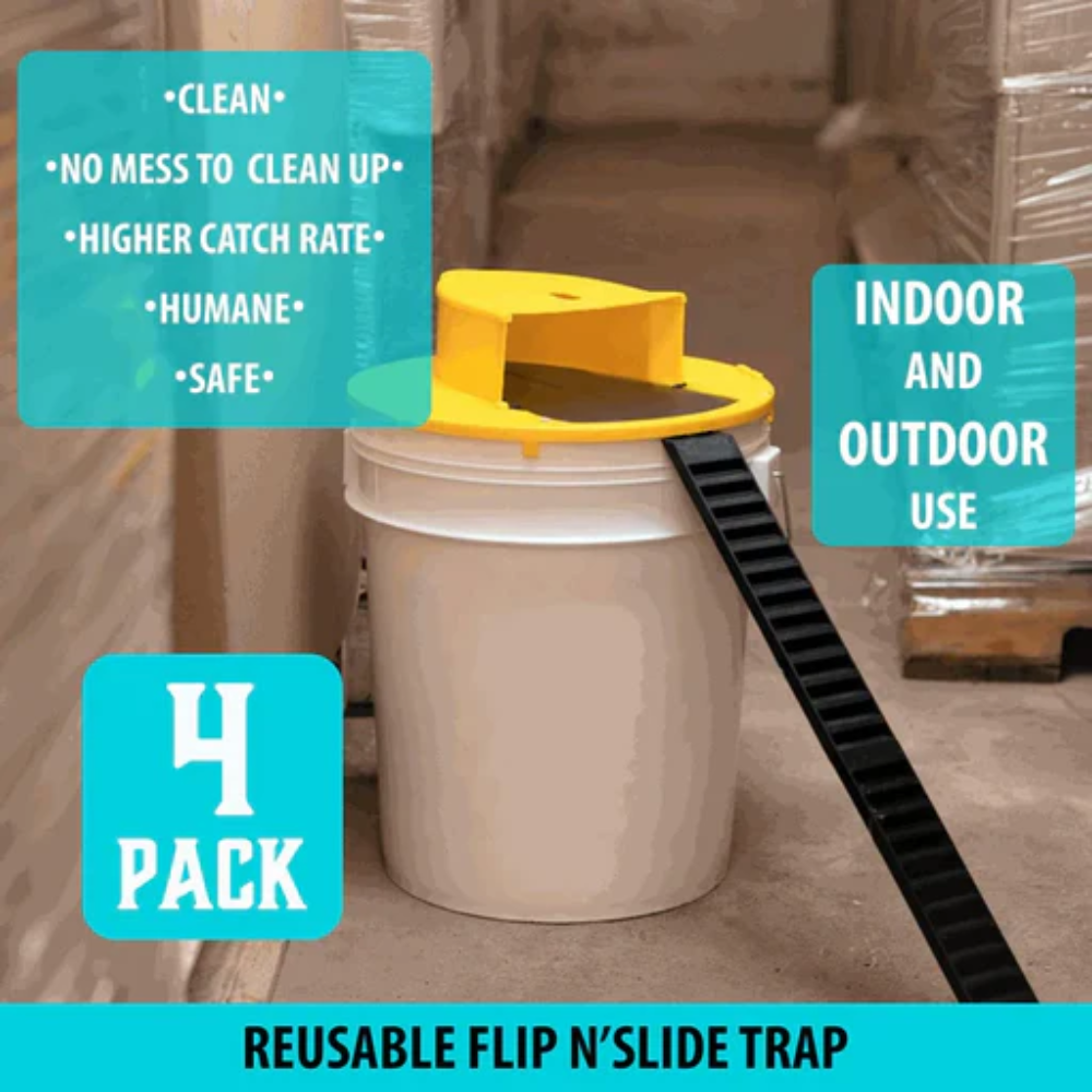 Set of 4 Reusable Mousetrap Bucket Lids for Indoor and Outdoor Use