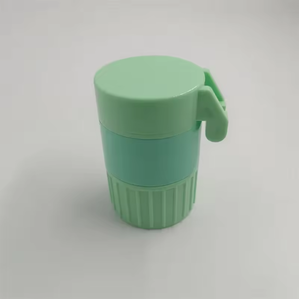 Portable 4-in-1 Medicine Organizer with Cutter, Grinder, and Storage