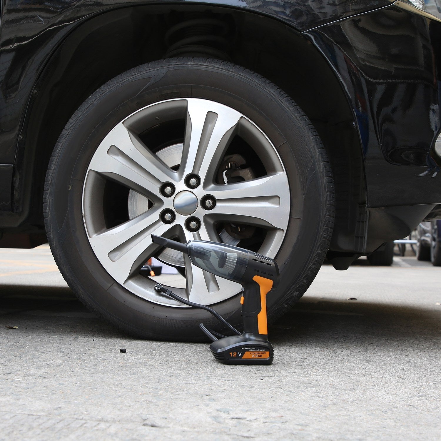 Cordless 4-in-1 Car Vacuum with Tyre Inflator, 9000Pa, 120W, 6000mAh, LED Light, Auto Shut-Off