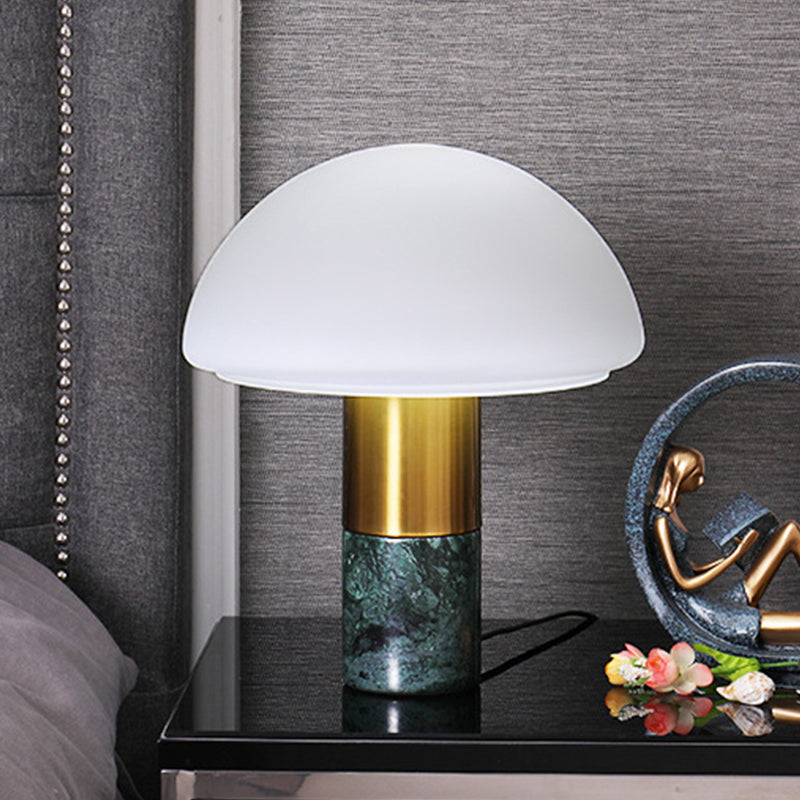 Contemporary 1 Head Table Light White/Green Dome Small Desk Lamp with Milky Glass Shade Clearhalo 'Lamps' 'Table Lamps' Lighting' 400432