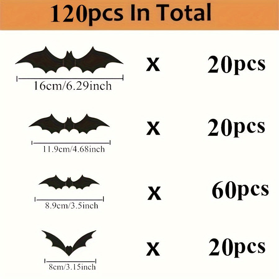3D Black PVC Bat Wall Stickers Halloween Party Decorations